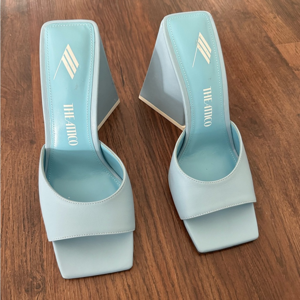 Attico Devon Mules in light blue. Sold out